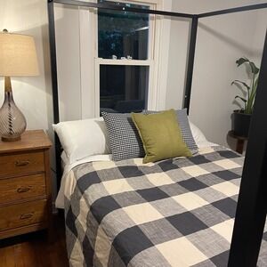 Pottery Barn Bryce Buffalo Check‎ Cotton Duvet Cover Full/Queen Charcoal Grey